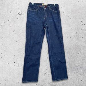 Carhartt Jeans Original Fit Straight Leg Flannel Lined Denim Dark‎ Wash 10 Short